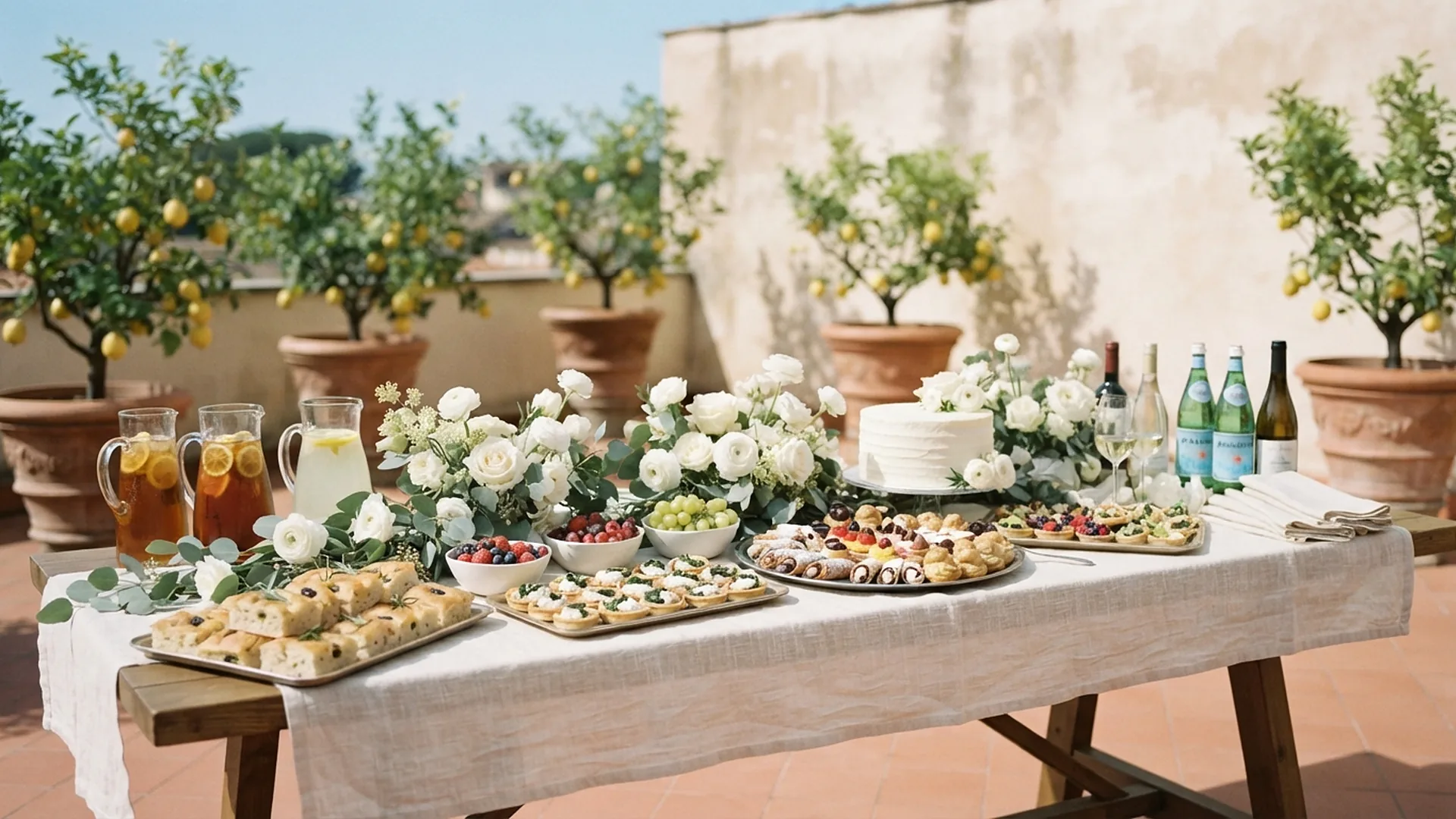 Buffet per cresima a casa: tavola allestita sulla terrazza di un'abitazione a Roma - Cookinart