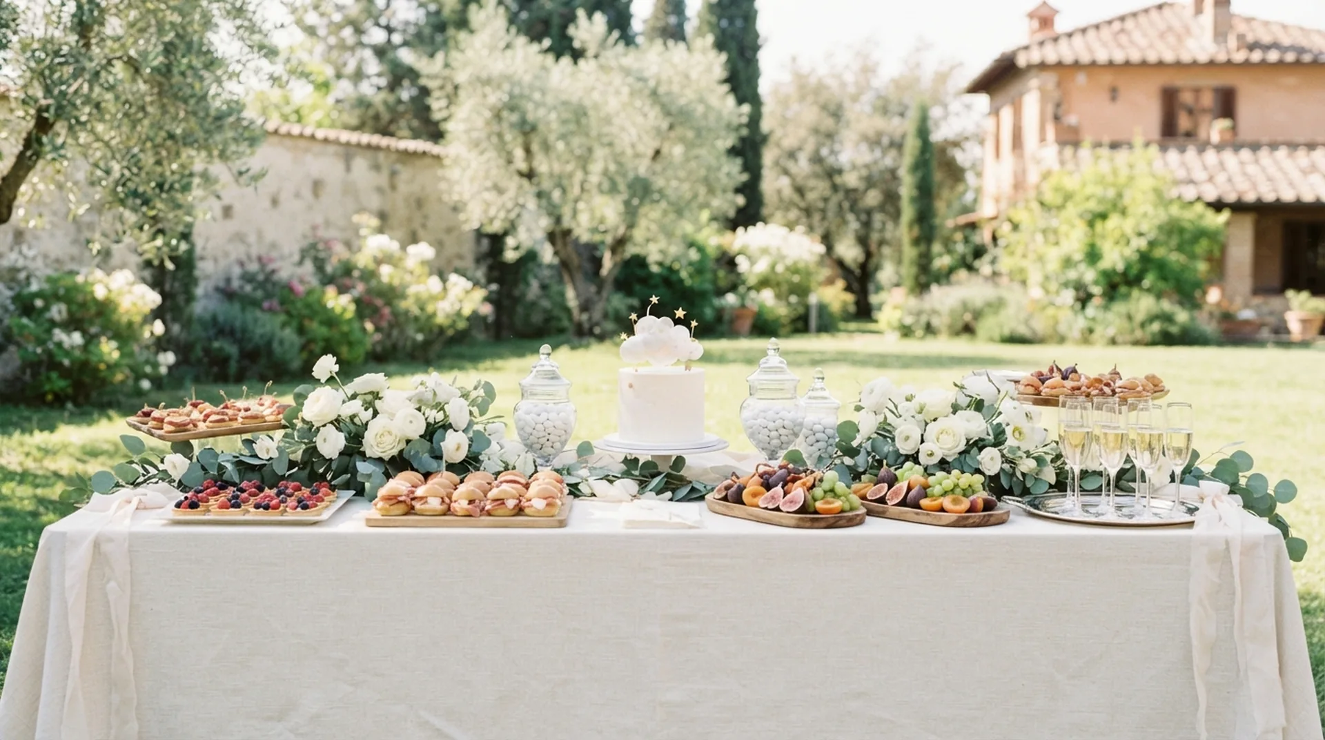Catering per battesimo a Roma: buffet allestito in giardino - Cookinart